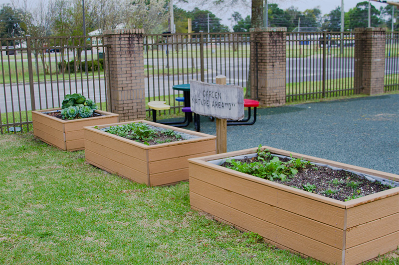 An outdoor space with a sign reading "Garden Nature Area 'B'"