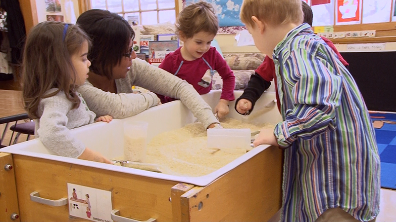 Children playing with sand