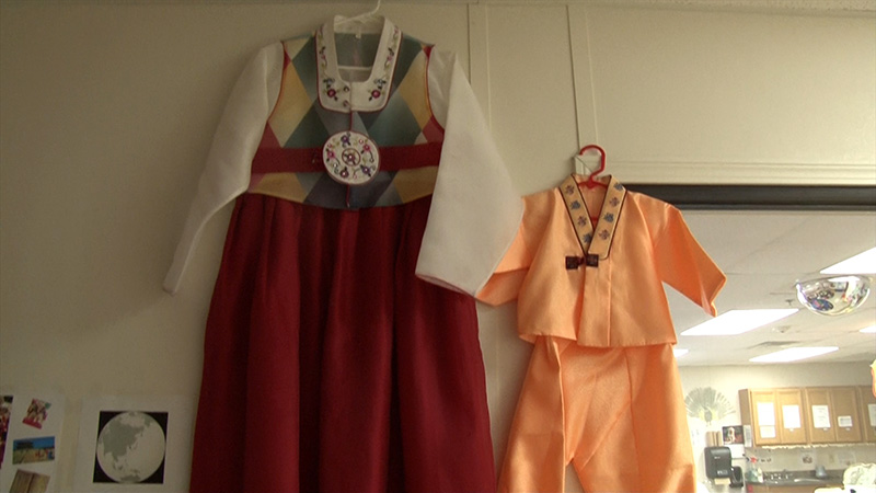 Cultural dresses are displayed